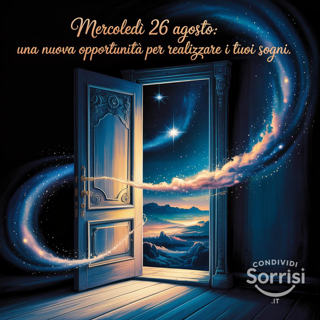 Mercoledì 26 Agosto: una nuova opportunità per realizzare i tuoi sogni.