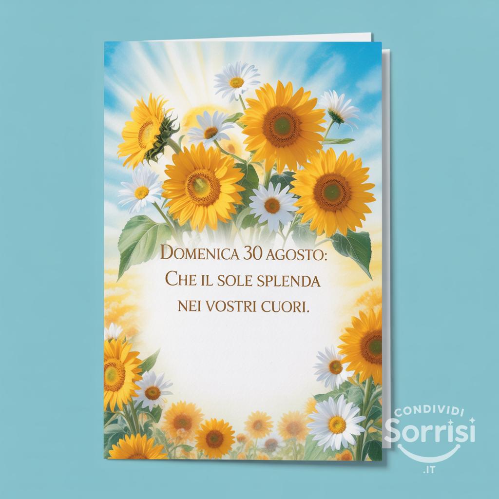 Domenica 30 agosto: che il sole splenda nei vostri cuori.