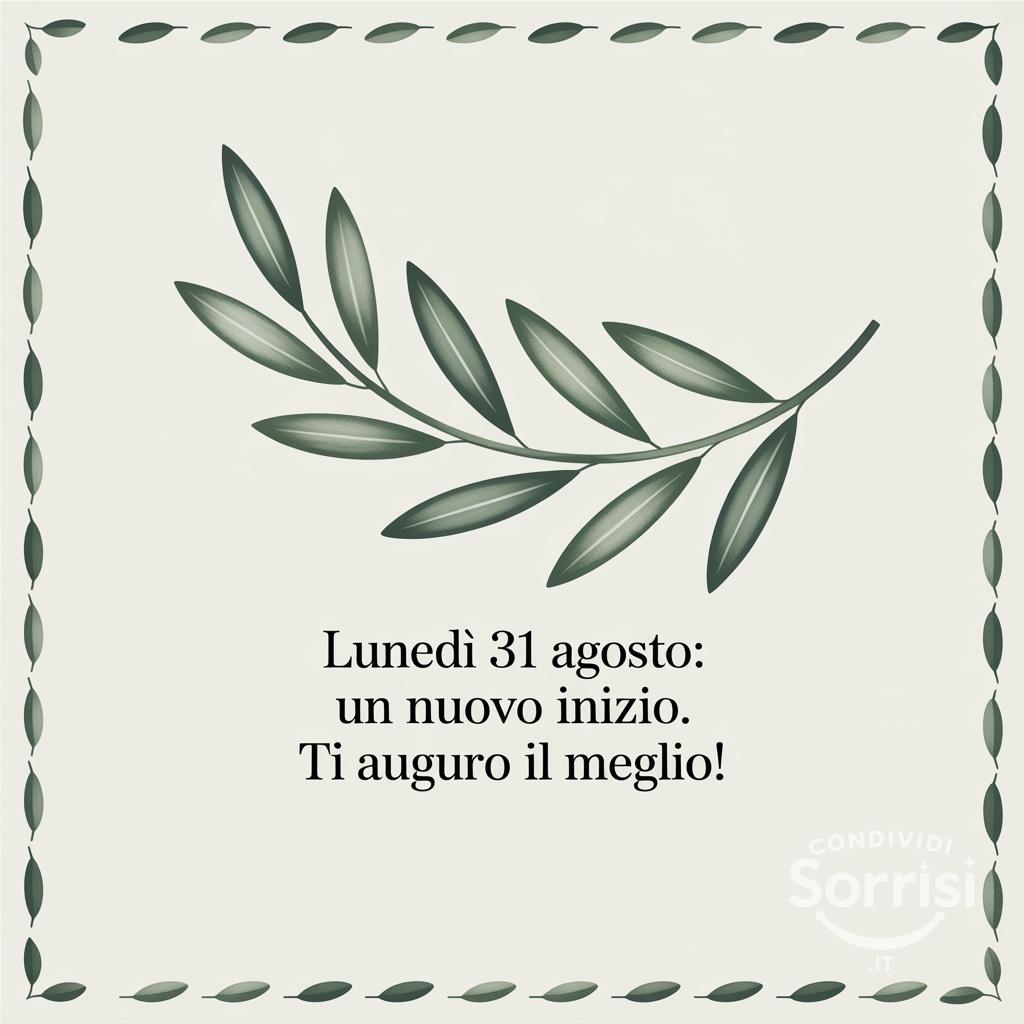 Lunedì 31 agosto: un nuovo inizio. Ti auguro il meglio!