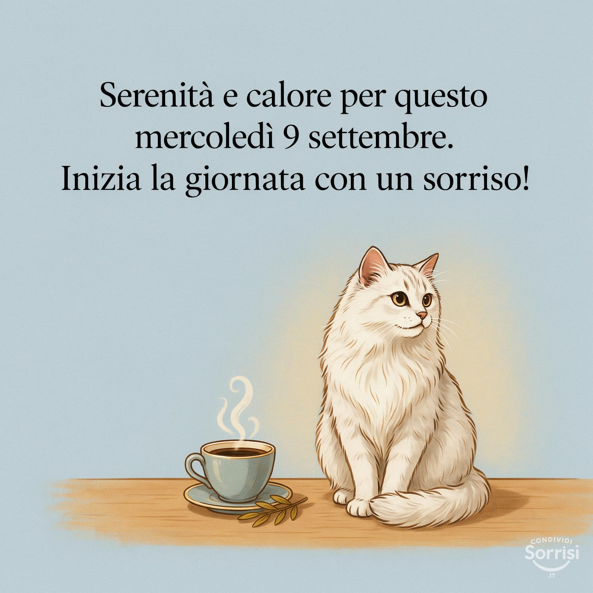 Serenità e calore per questo mercoledì 9 settembre. Inizia la giornata con un sorriso!