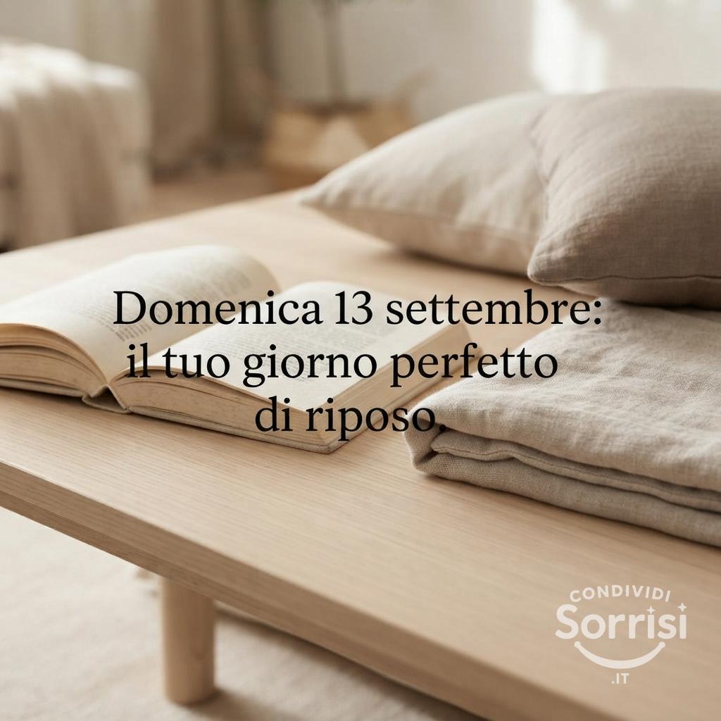 Domenica 13 settembre: il tuo giorno perfetto di riposo.