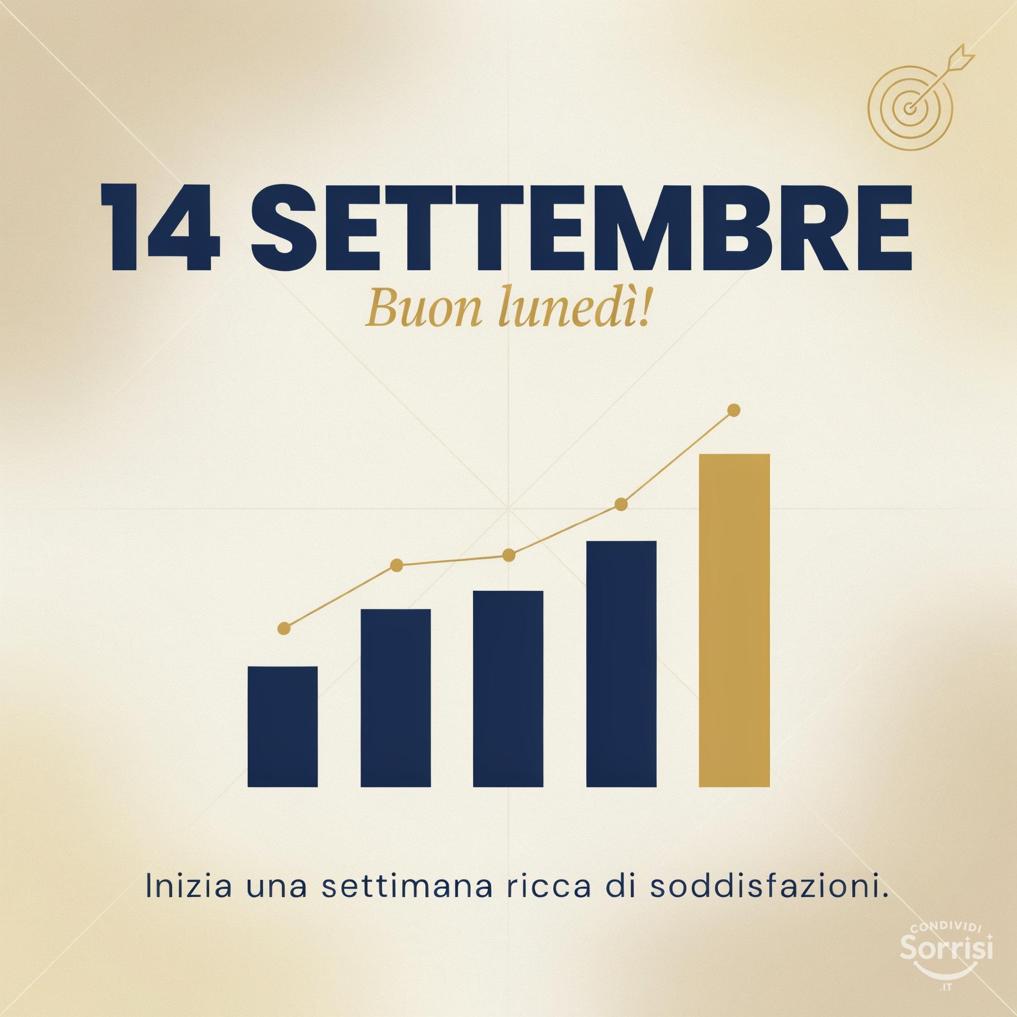 14 Settembre : Buon lunedì! Inizia una settimana ricca di soddisfazioni.