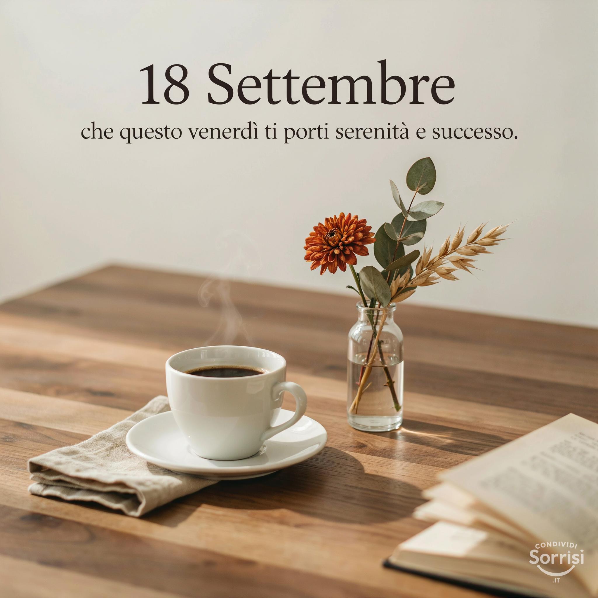 18 Settembre : che questo venerdì ti porti serenità e successo.