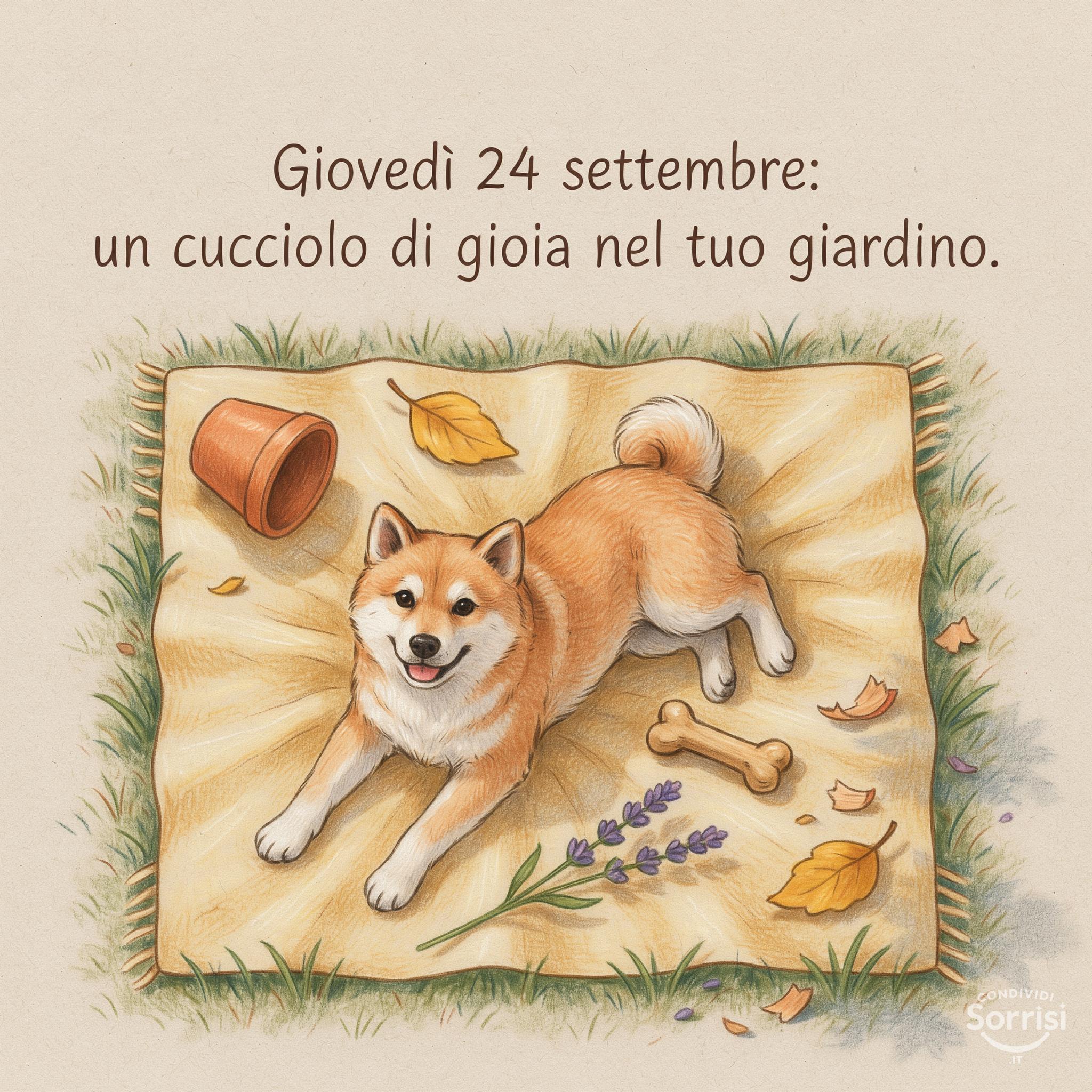 Giovedì 24 settembre: un cucciolo di gioia nel tuo giardino.