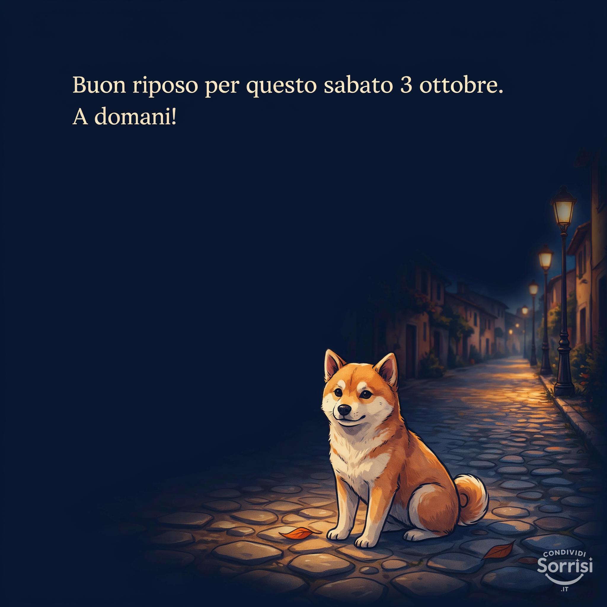 Buon riposo per questo sabato 3 ottobre . A domani!