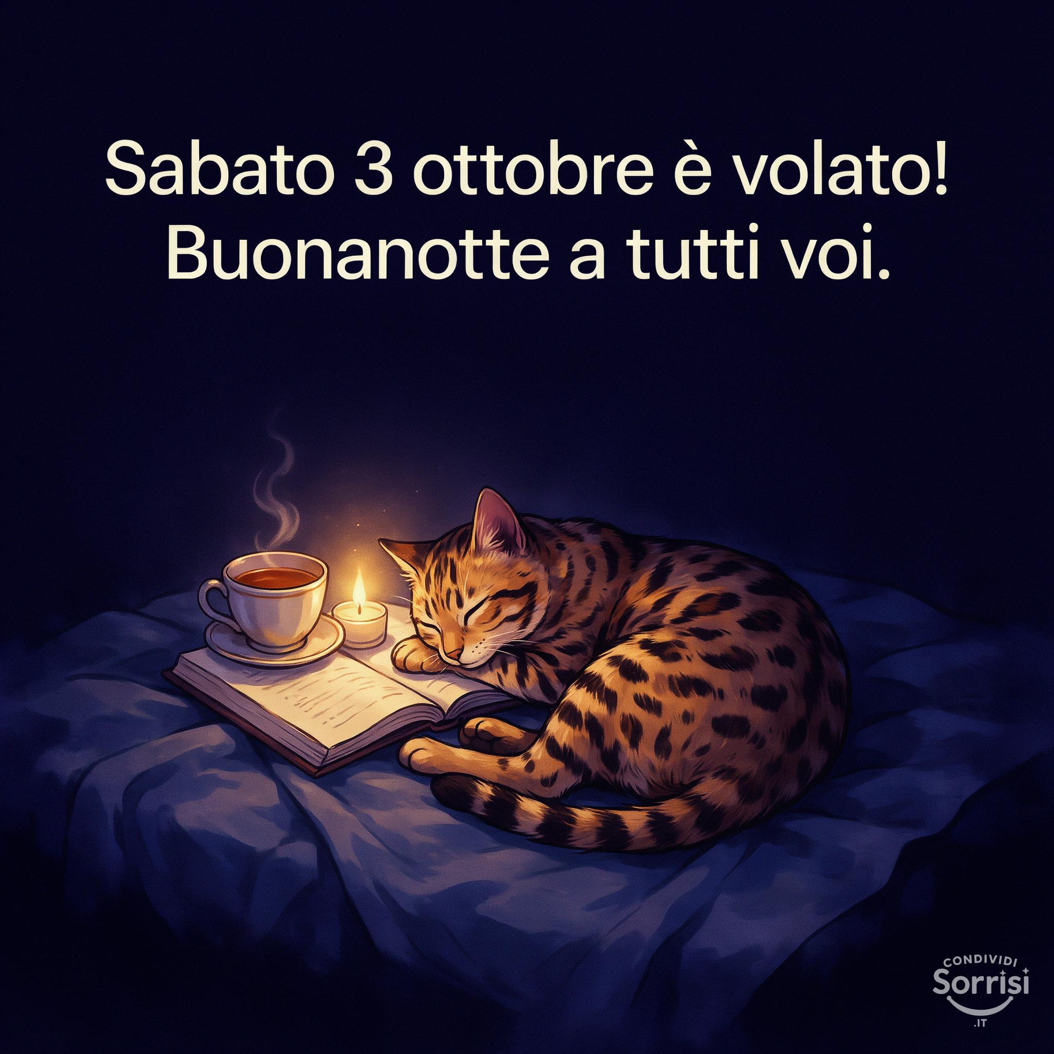 Sabato 3 ottobre  è volato! Buonanotte a tutti voi.