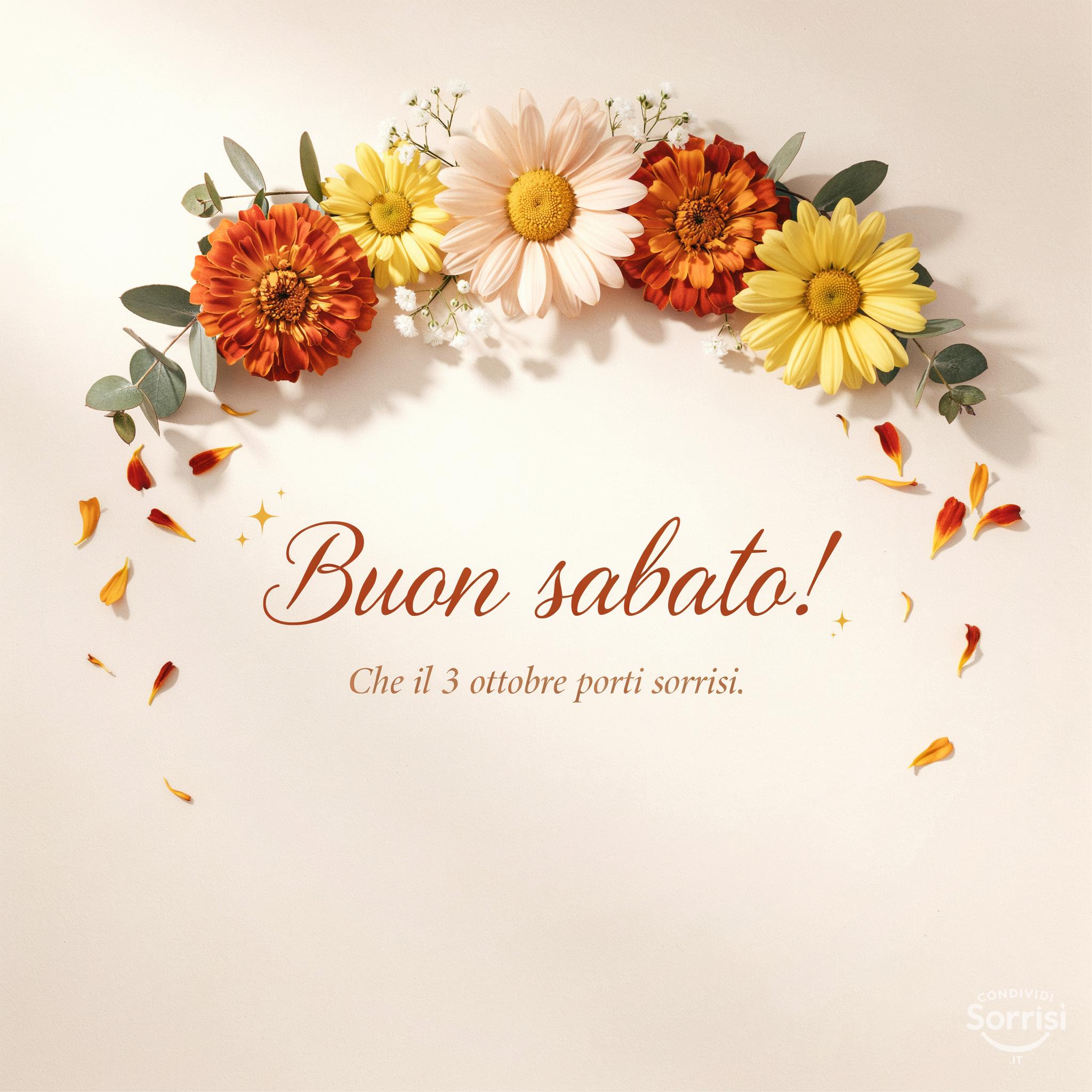 Buon sabato! Che il 3 ottobre porti sorrisi.