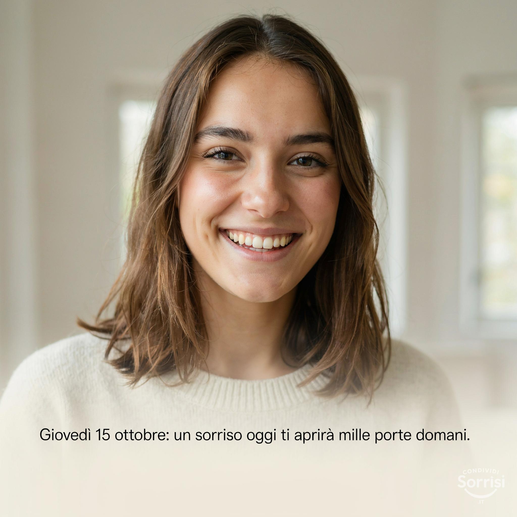 Giovedì 15 ottobre: un sorriso oggi ti aprirà mille porte domani.
