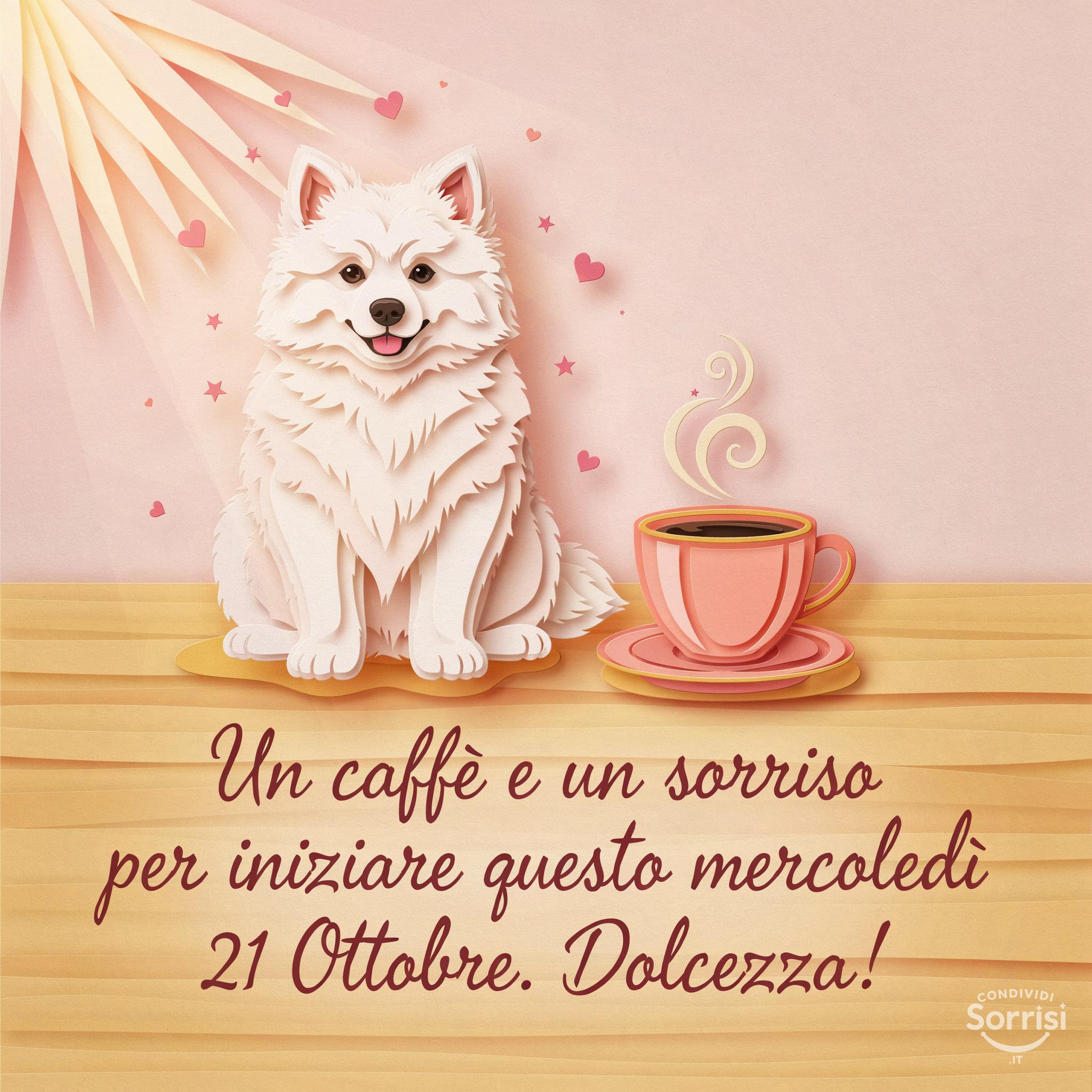 Un caffè e un sorriso per iniziare questo mercoledì 21 Ottobre. Dolcezza!