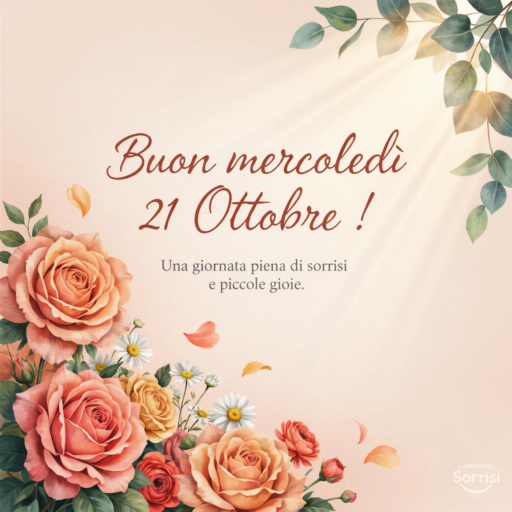 Buon mercoledì 21 Ottobre ! Una giornata piena di sorrisi e piccole gioie.