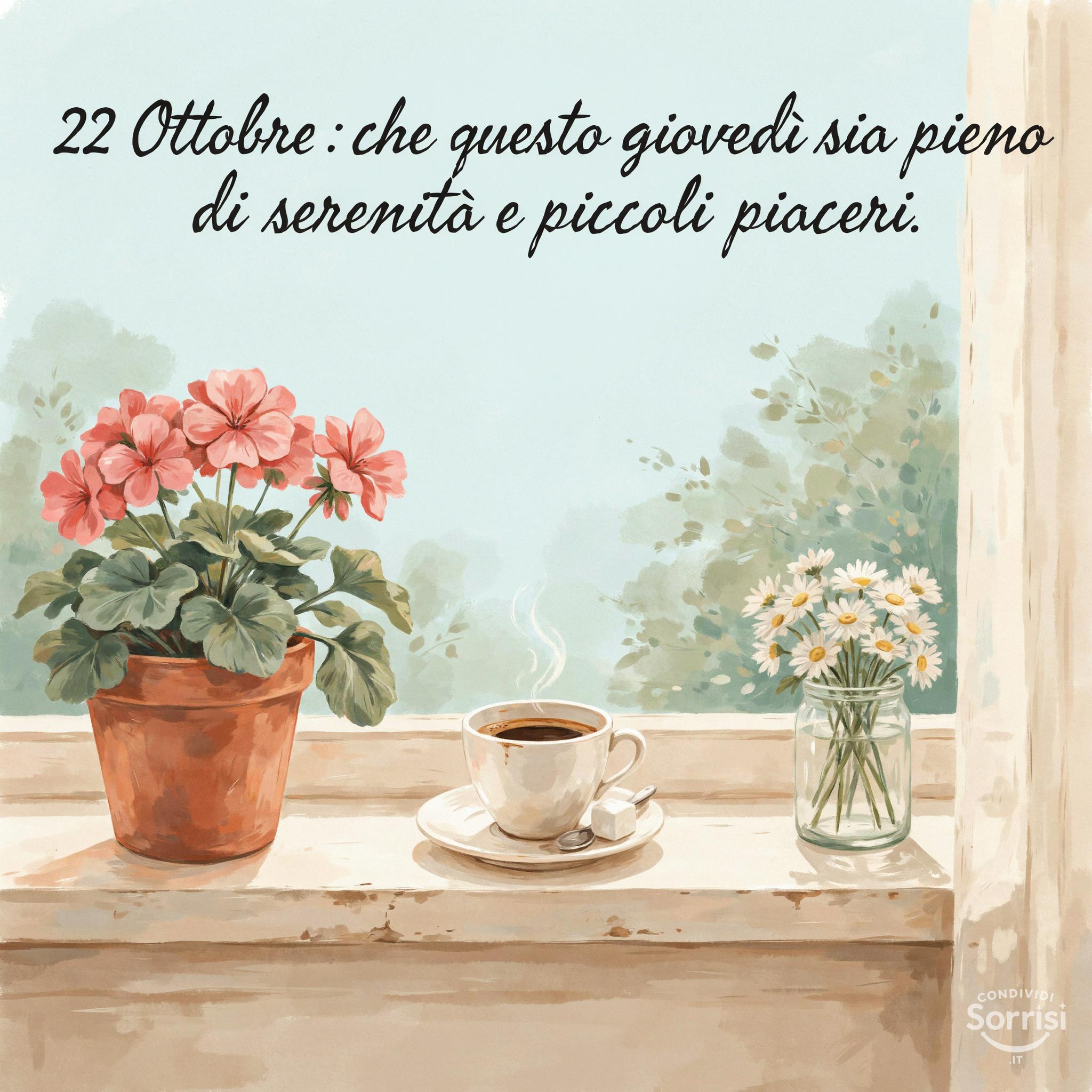 22 Ottobre : che questo giovedì sia pieno di serenità e piccoli piaceri.