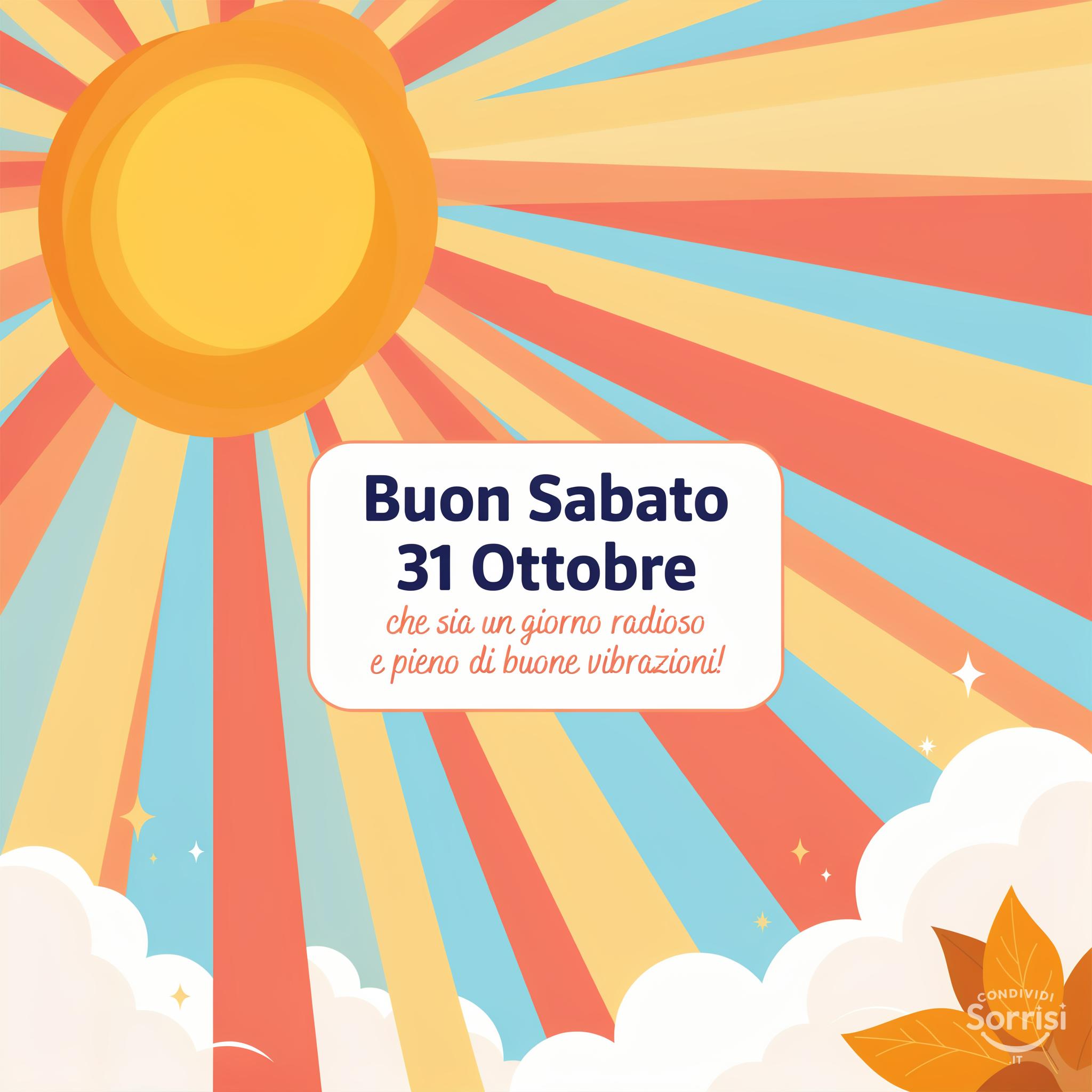 Buon Sabato 31 Ottobre : che sia un giorno radioso e pieno di buone vibrazioni!