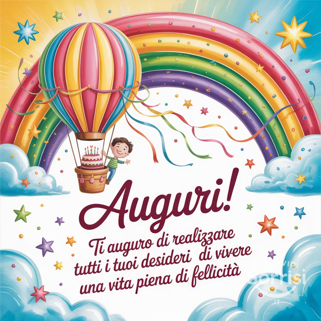 Auguri! Ti auguro di realizzare tutti i tuoi desideri e di vivere una vita piena di felicità