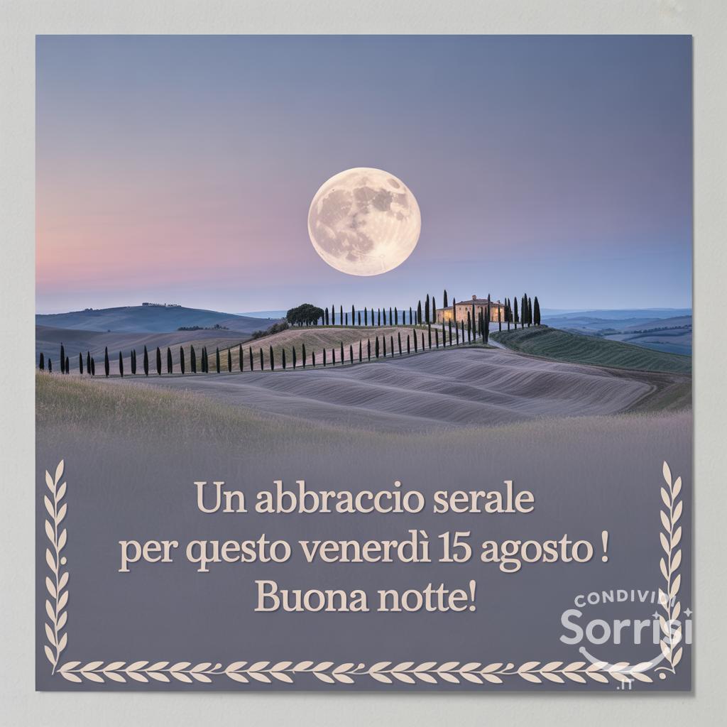 Un abbraccio serale per questo venerdì 15 agosto ! Buona notte!