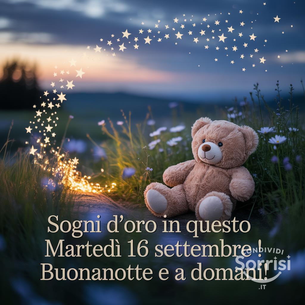 Sogni d'oro in questo martedì 16 settembre ! Buonanotte e a domani!