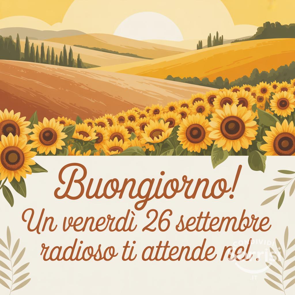 Buongiorno! Un venerdì 26 settembre radioso ti attende nel .