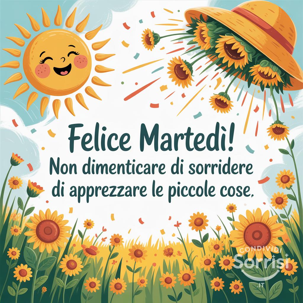 Felice martedì! Non dimenticare di sorridere e di apprezzare le piccole cose
