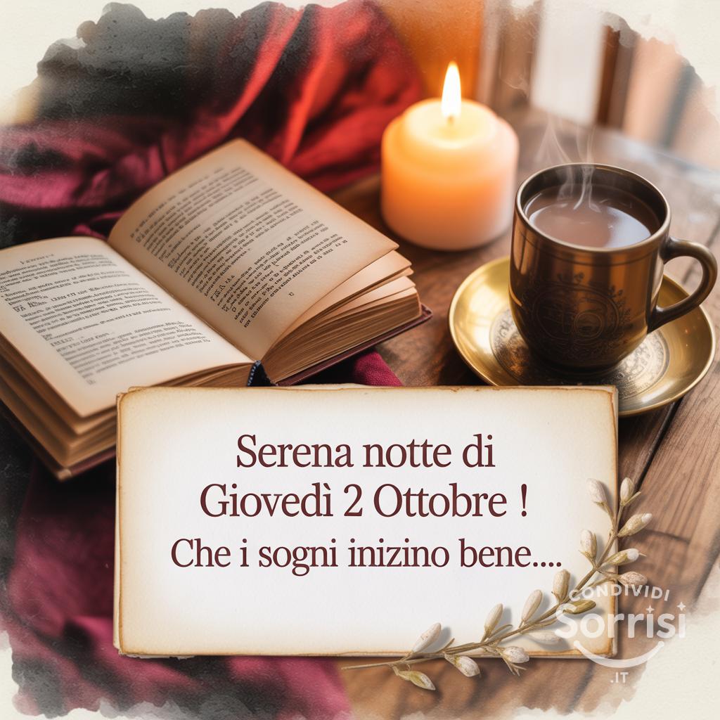 Serena notte di giovedì 2 ottobre ! Che i sogni inizino bene...