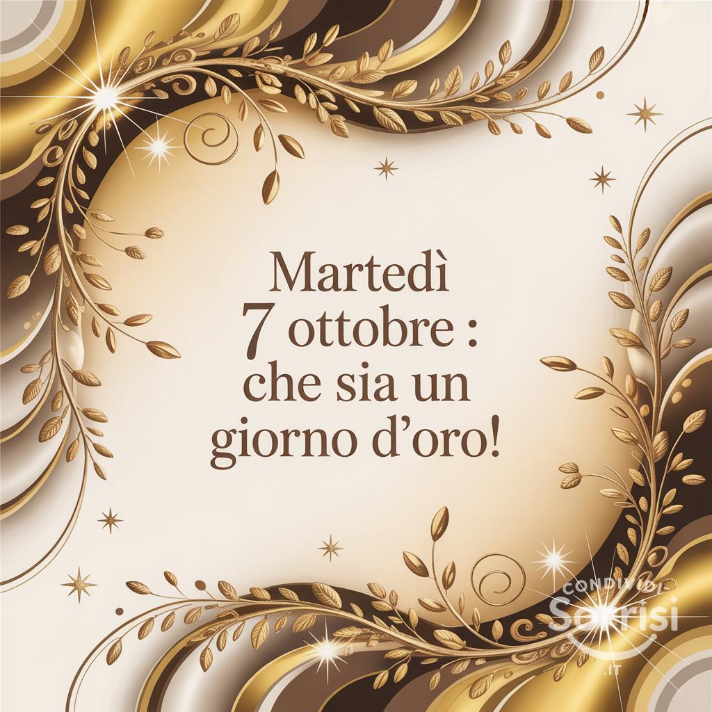 Martedì 7 ottobre : che sia un giorno d'oro!