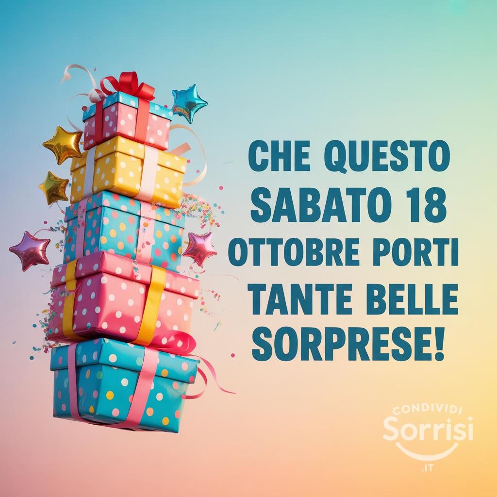 Che questo sabato 18 ottobre  porti tante belle sorprese!