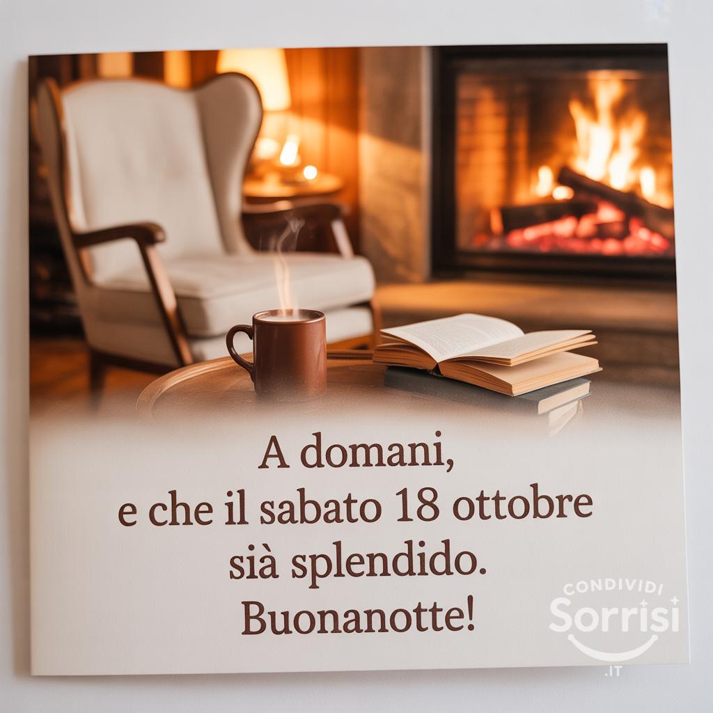 A domani, e che il sabato 18 ottobre  sia splendido. Buonanotte!