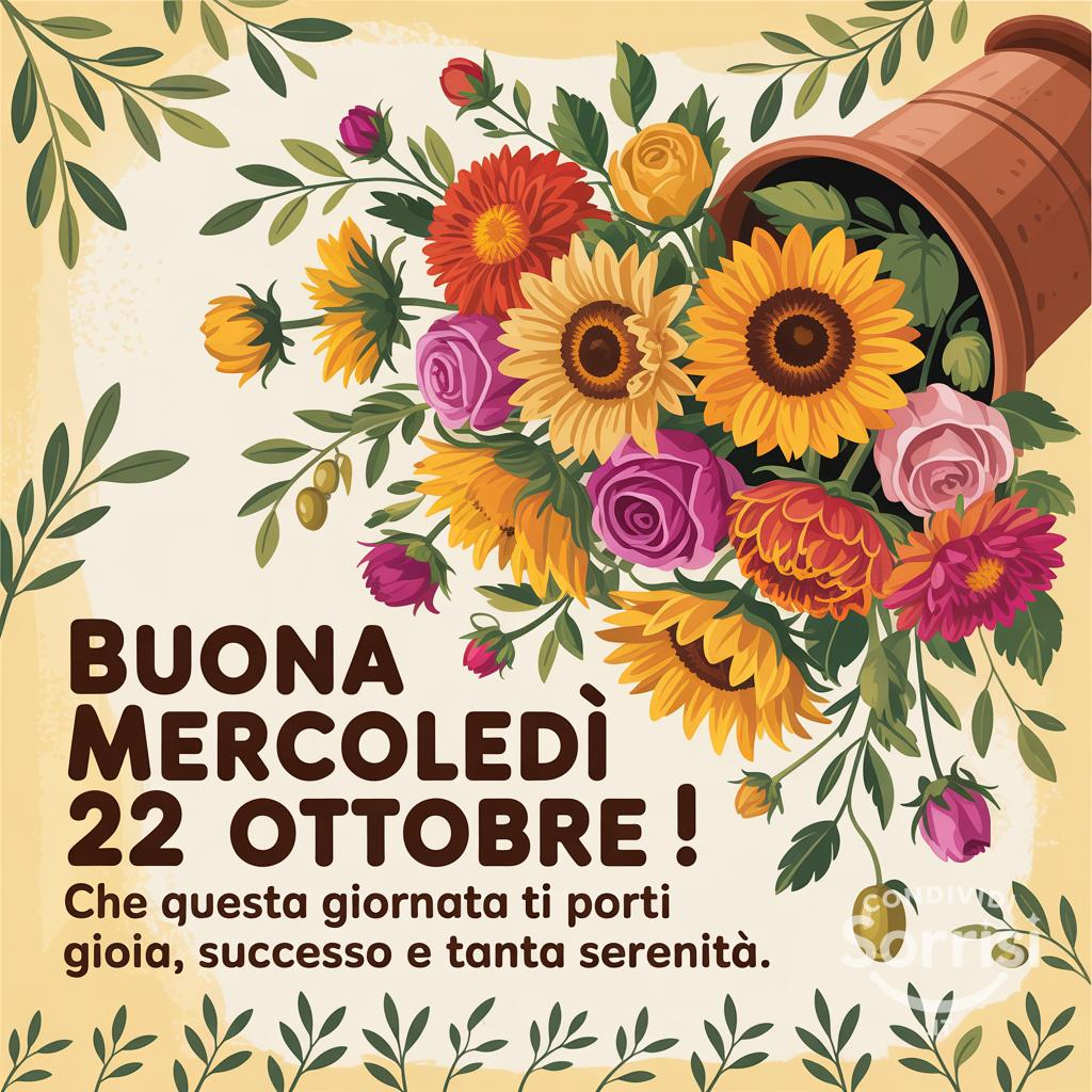 Buona mercoledì 22 ottobre ! Che questa giornata ti porti gioia, successo e tanta serenità.