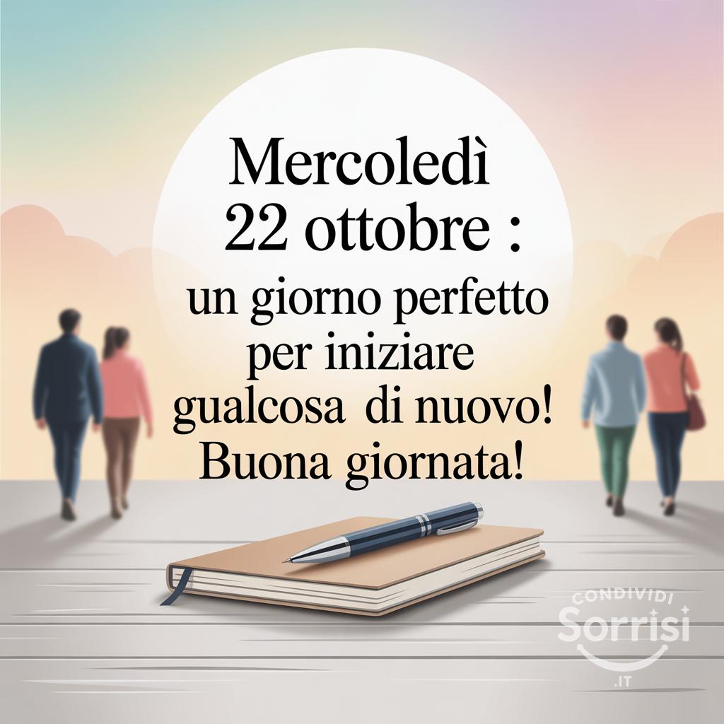 Mercoledì 22 ottobre : un giorno perfetto per iniziare qualcosa di nuovo! Buona giornata!