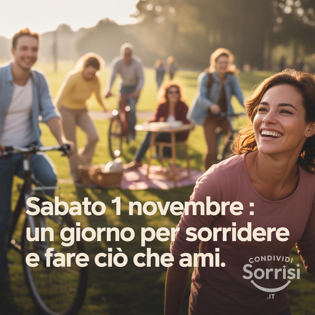 Sabato 1 novembre : un giorno per sorridere e fare ciò che ami.