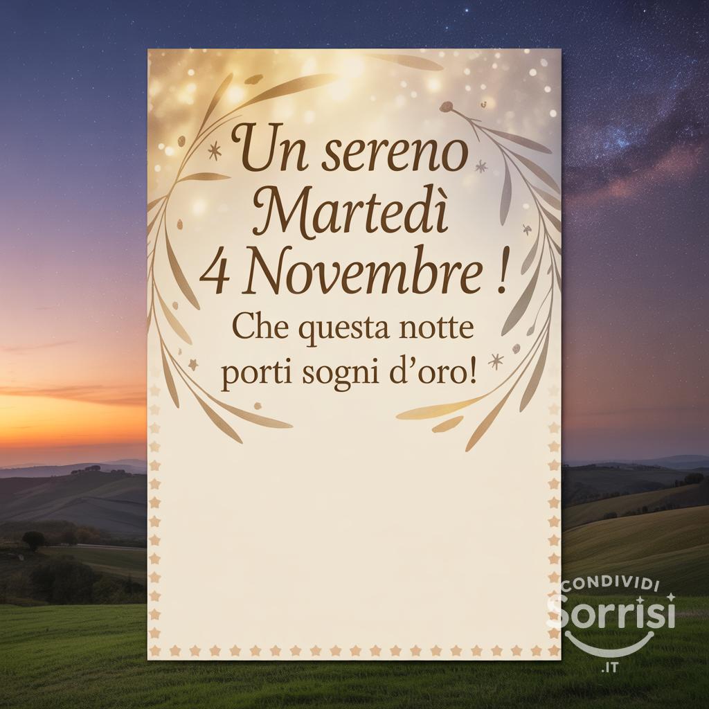 Un sereno martedì 4 novembre ! Che questa notte porti sogni d'oro!