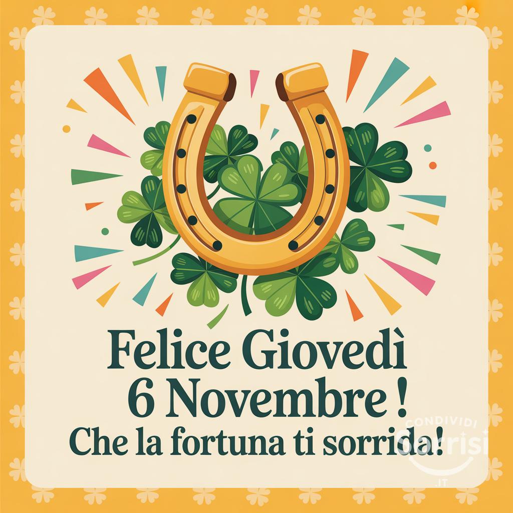 Felice giovedì 6 novembre ! Che la fortuna ti sorrida!