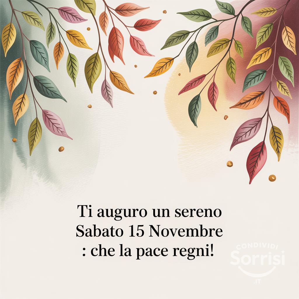 Ti auguro un sereno sabato 15 novembre : che la pace regni!