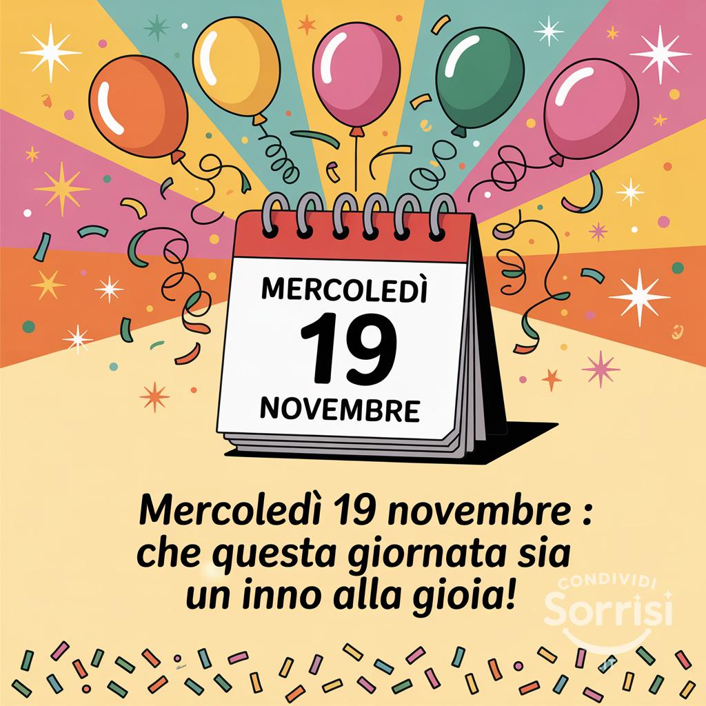 Mercoledì 19 novembre : che questa giornata sia un inno alla gioia!
