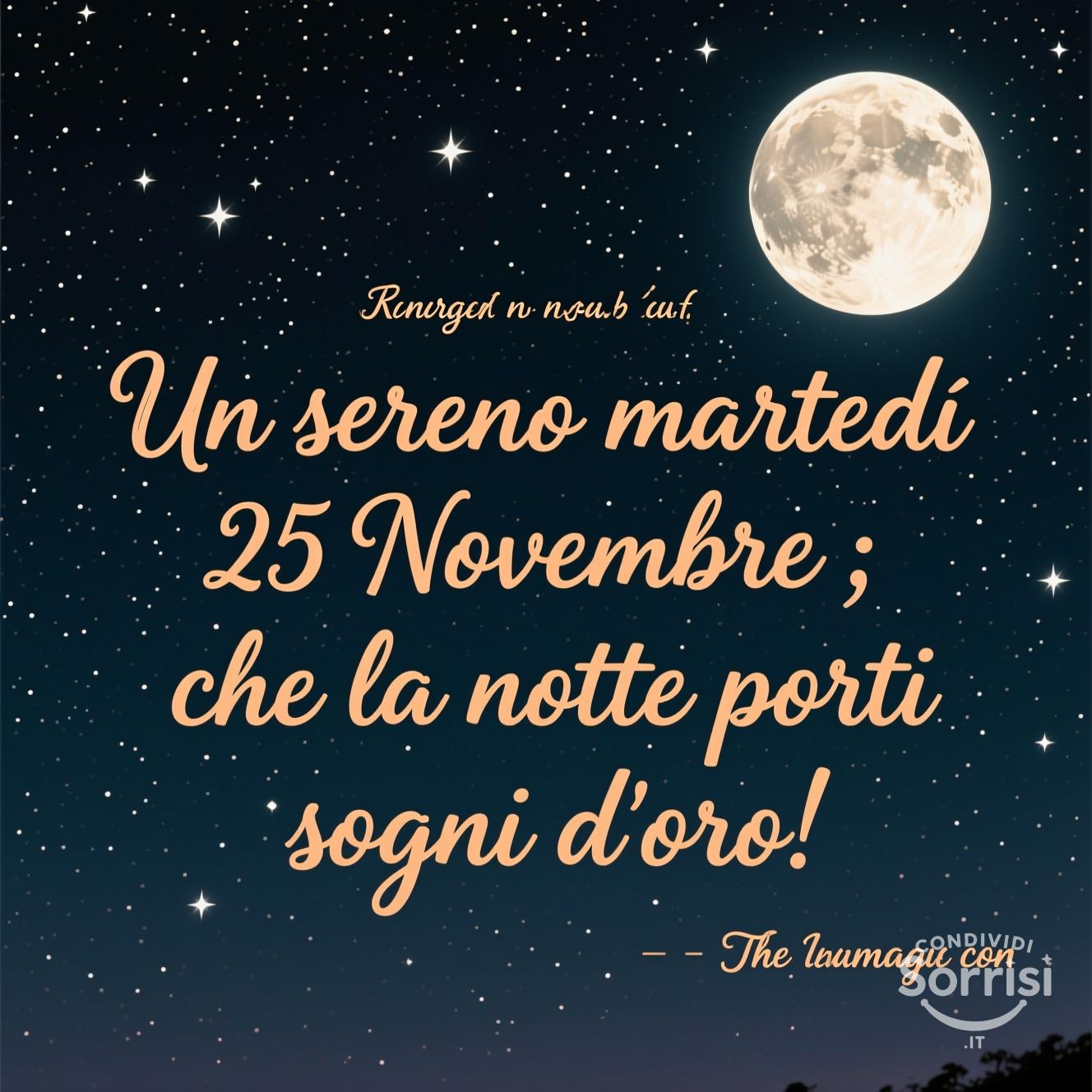 Un sereno martedì 25 novembre : che la notte porti sogni d'oro!