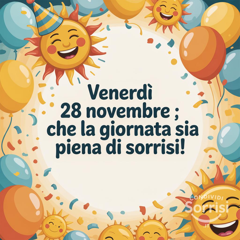 Venerdì 28 novembre : che la giornata sia piena di sorrisi!