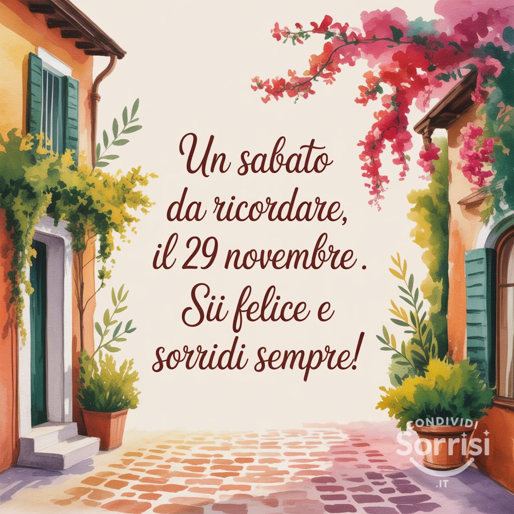 Un sabato da ricordare, il 29 novembre . Sii felice e sorridi sempre!