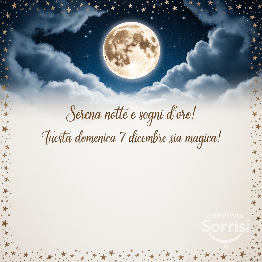 Serena notte e sogni d'oro!  Questa domenica 7 dicembre  sia magica!