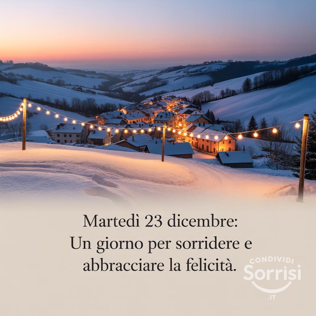 Martedì 23 dicembre: un giorno per sorridere e abbracciare la felicità.