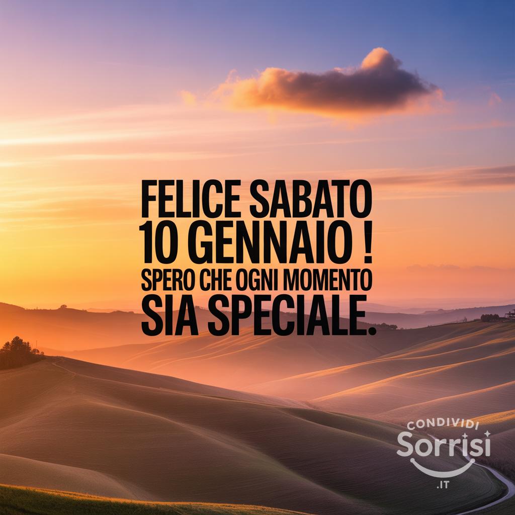 Felice sabato 10 gennaio ! Spero che ogni momento sia speciale.