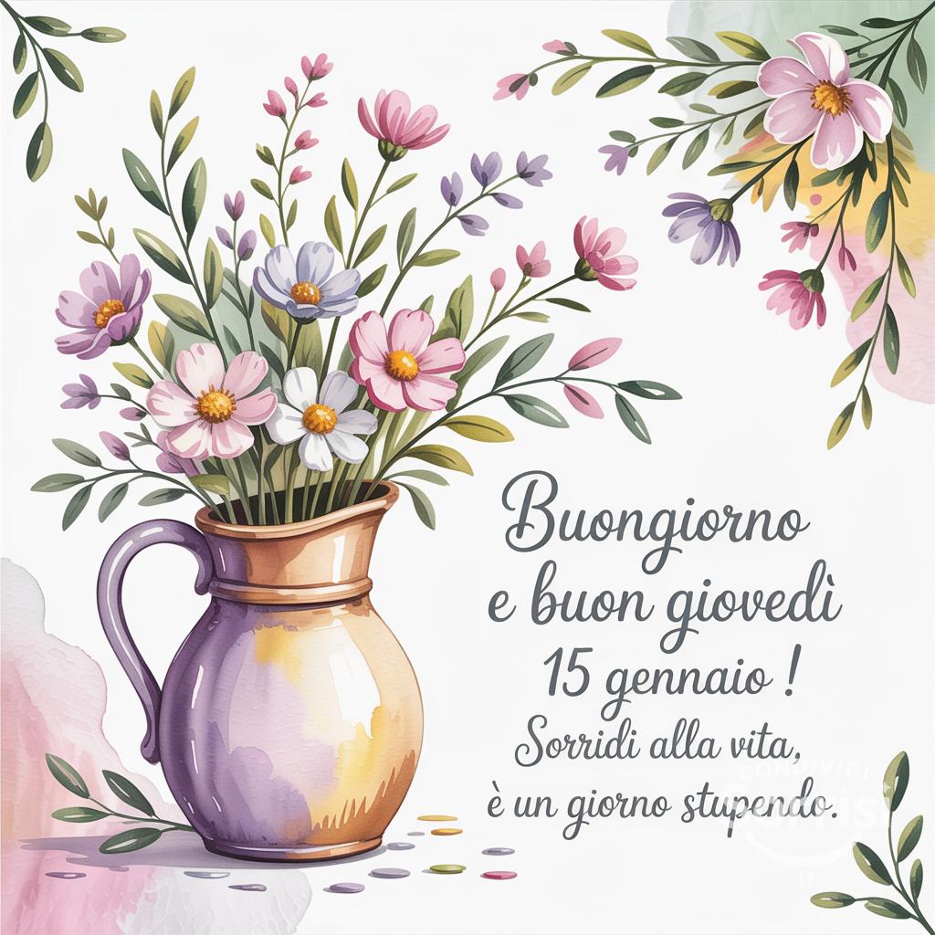 Buongiorno e buon giovedì 15 gennaio ! Sorridi alla vita, è un giorno stupendo.