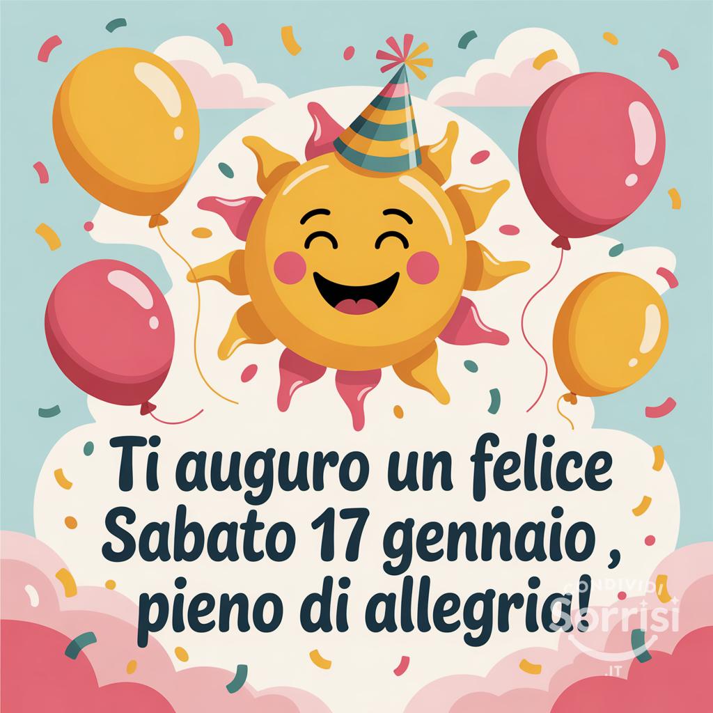 Ti auguro un felice sabato 17 gennaio , pieno di allegria!