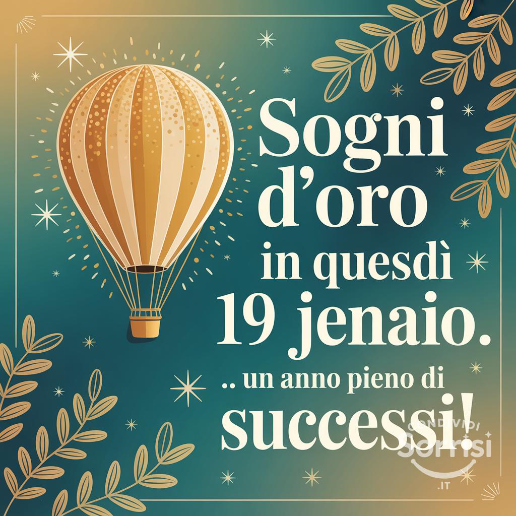 Sogni d'oro in questo lunedì 19 gennaio . Un anno  pieno di successi!