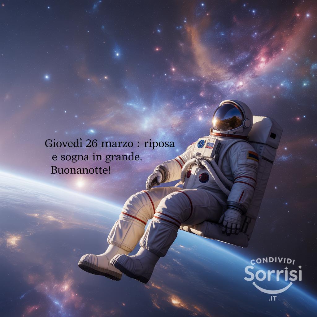 Giovedì 26 Marzo : riposa e sogna in grande. Buonanotte!