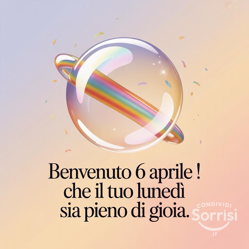 Benvenuto 6 aprile ! Che il tuo lunedì sia pieno di gioia.