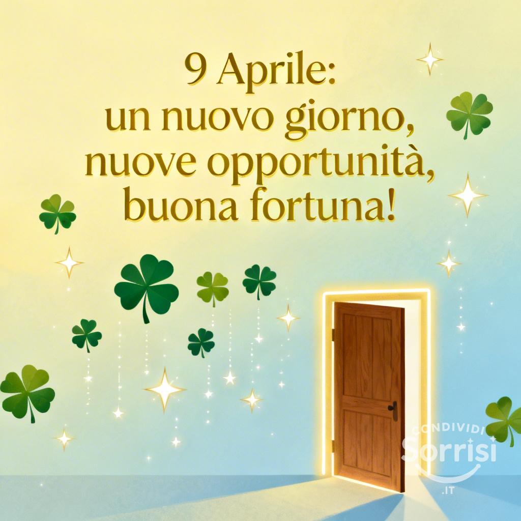 9 Aprile: un nuovo giorno, nuove opportunità, buona fortuna!