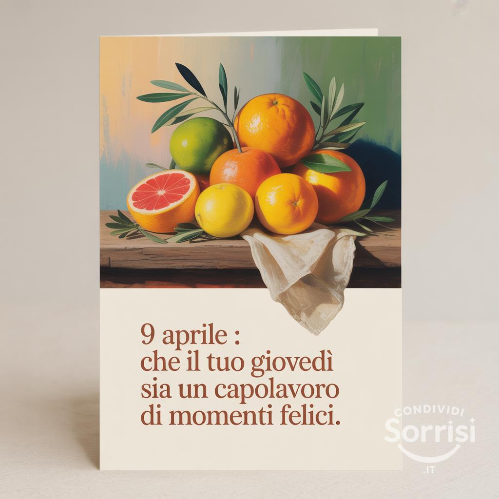 9 Aprile : che il tuo giovedì sia un capolavoro di momenti felici.