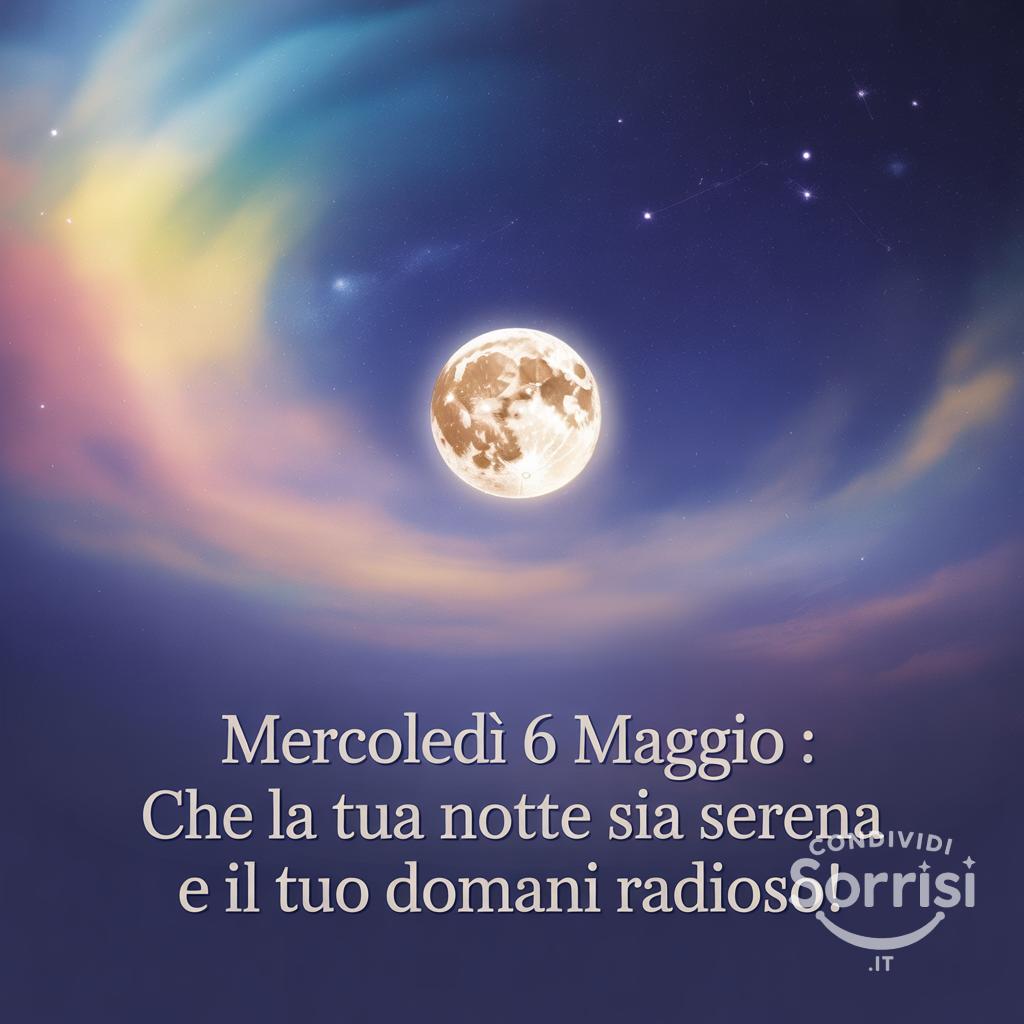 Mercoledì 6 maggio : che la tua notte sia serena e il tuo domani radioso!