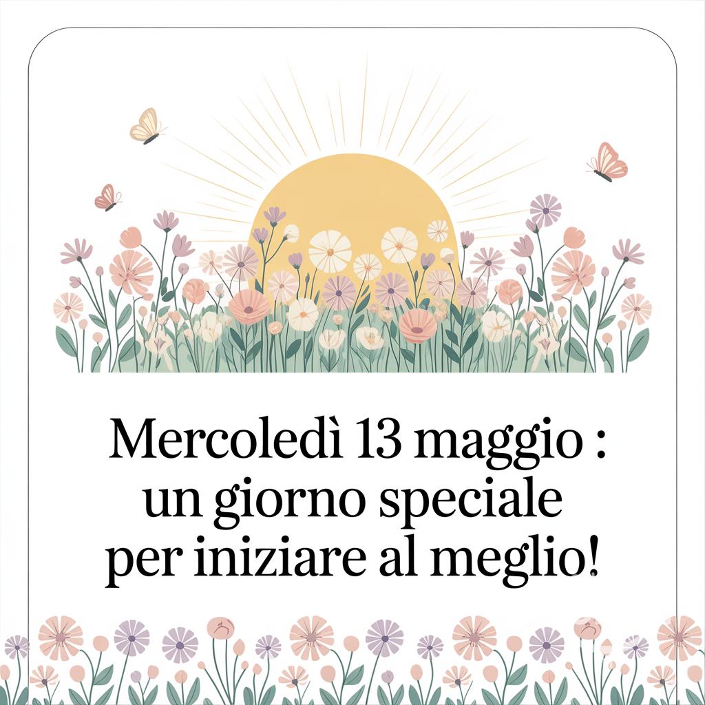 Mercoledì 13 Maggio : un giorno speciale per iniziare al meglio!