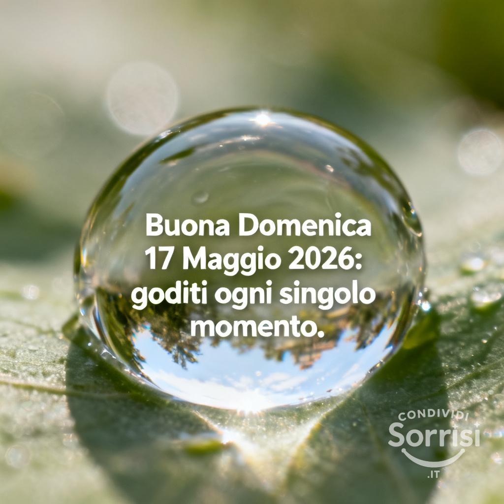 Buona Domenica 17 Maggio : goditi ogni singolo momento.