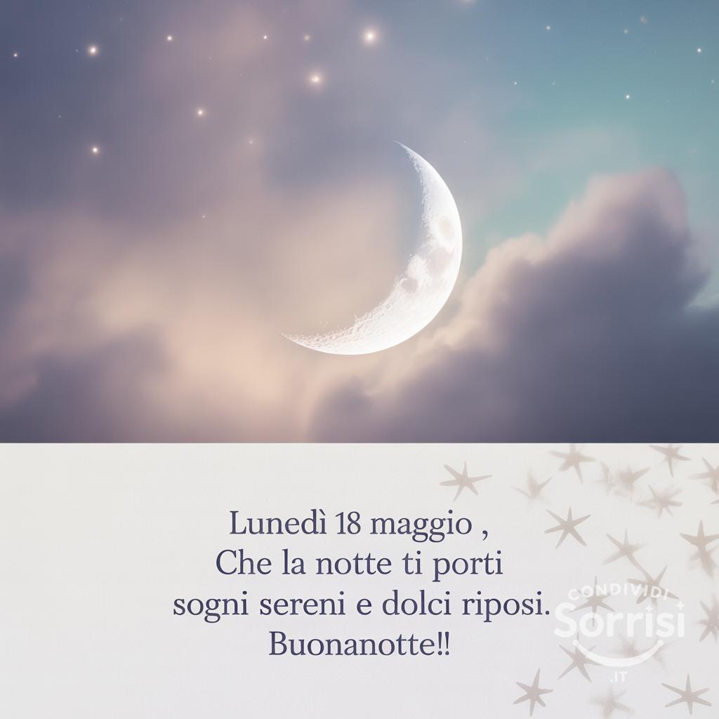 Lunedì 18 Maggio , che la notte ti porti sogni sereni e dolci riposi. Buonanotte!