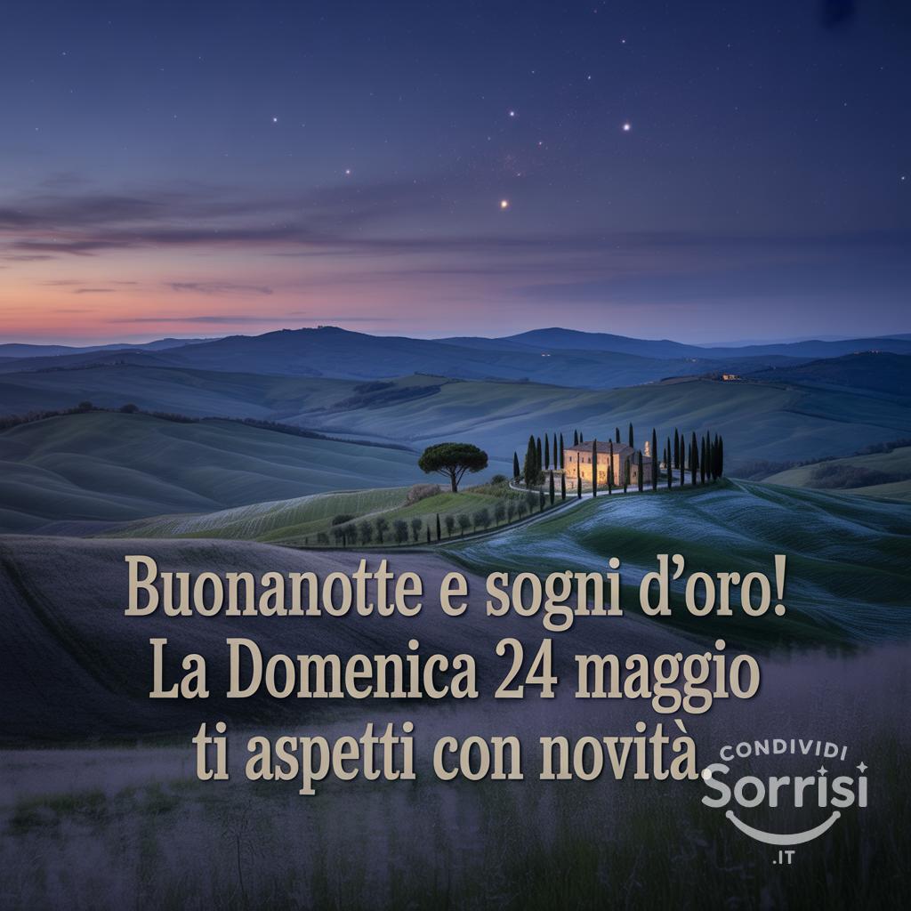 Buonanotte e sogni d'oro! La domenica 24 maggio  ti aspetti con novità.